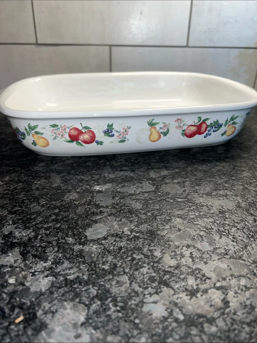 Corelle 9x13 Chutney Fruit or Abundance White Ceramic Rectangular Baking Pan